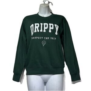 EIGHTY EIGHT BRAND Sweatshirt Youth M Green Respect The Drip Smiley Face drippy